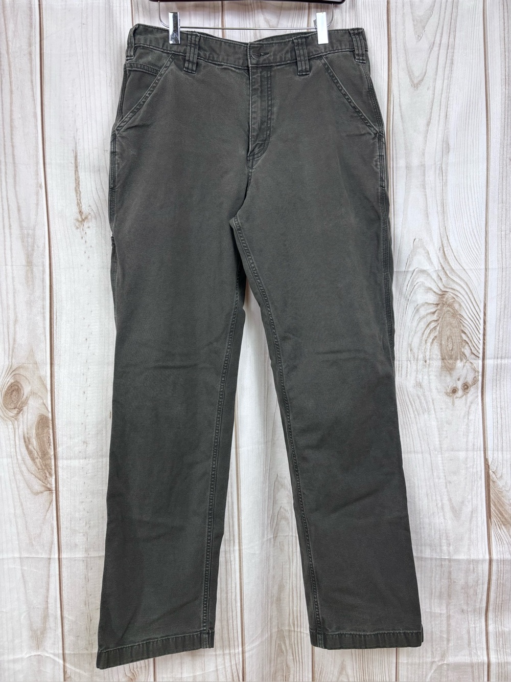 Carhartt Mens Canvas Work Pants Rigby Relaxed Fit Rugged Flex Gray 33x34